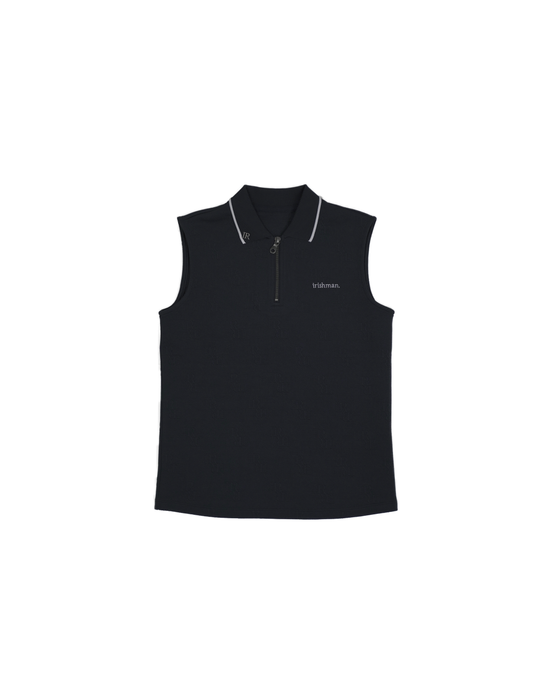 【W-IR】classic jacquard sleeveless polo shirt / クラシックジャガードノースリーブポロシャツ（LADIES）