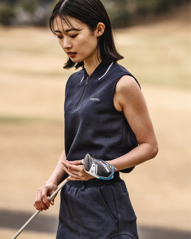 W-IR】classic jacquard sleeveless polo shirt / クラシック W-IR】classic jacquard sleeveless polo shirt / クラシック