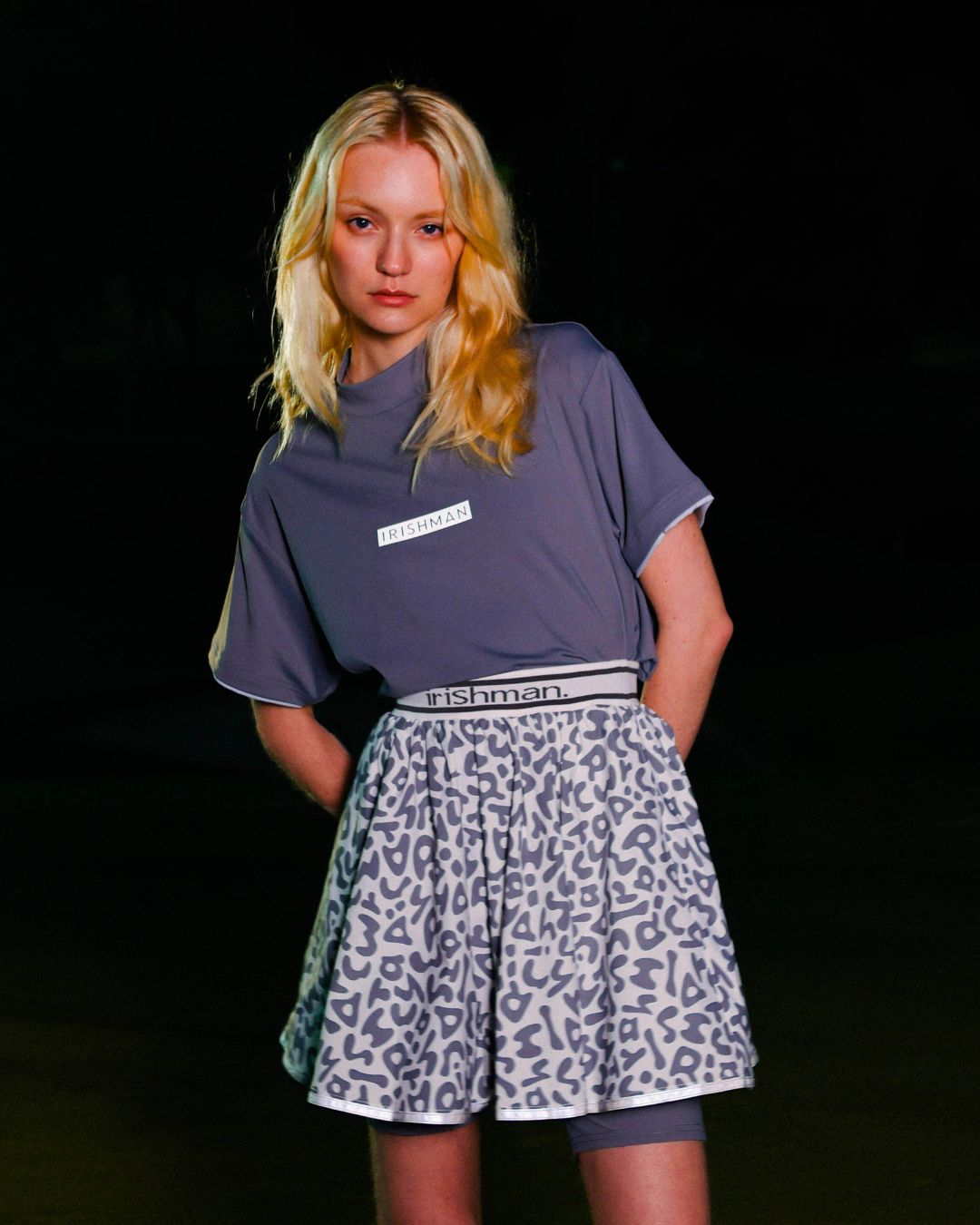 REFLECT】signature logo flare skirt / 光る防水フレアスカート